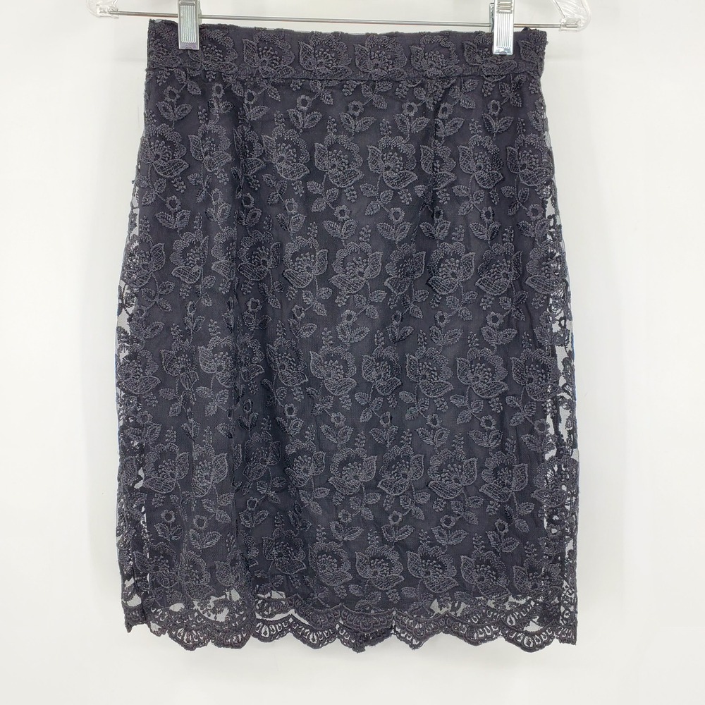 NWT The Icing Black Floral Lace Pencil Skirt Scalloped Hem M Whimsigoth Vampire